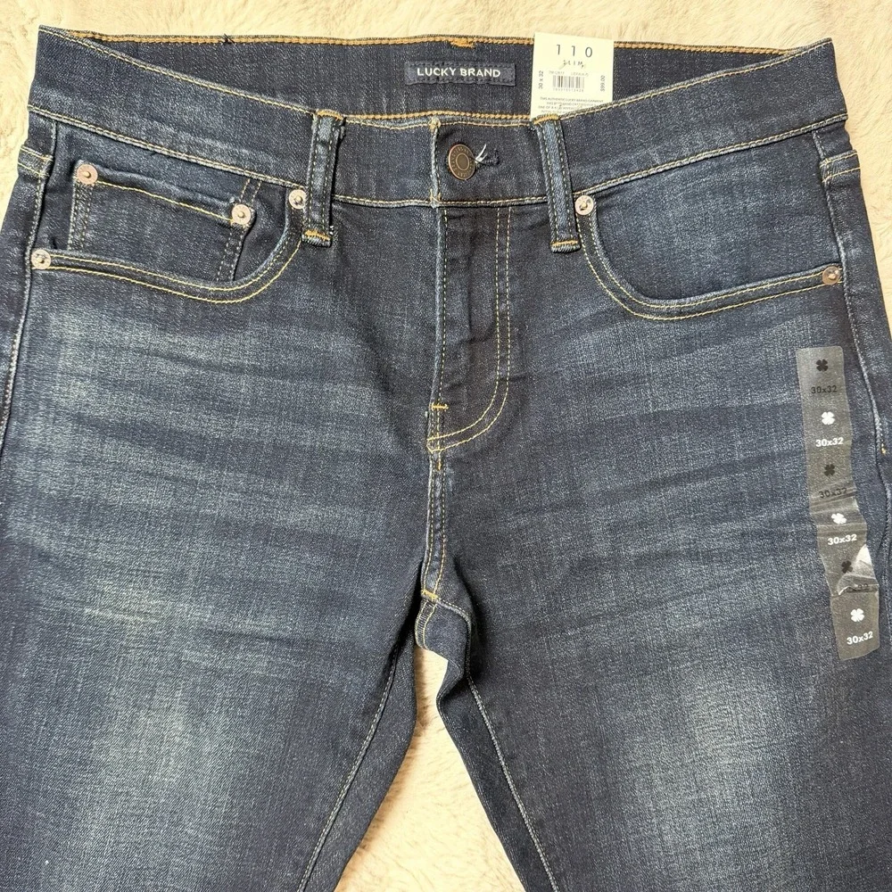 Lucky Brand 110 Slim‎ Jeans Men's 30x32 Dark Wash Denim Blue NWT $99